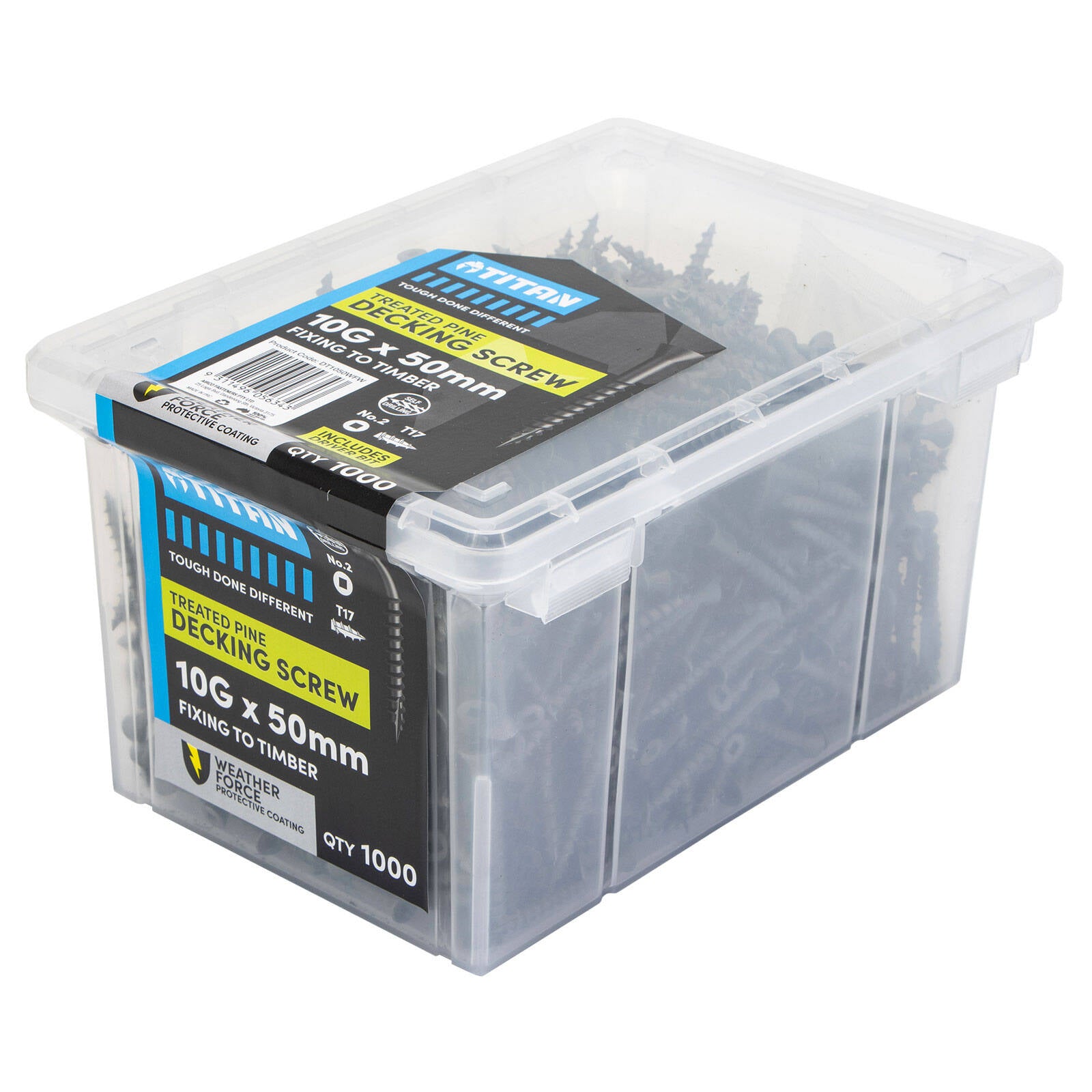 Titan 10G x 50mm Weather Force Treated Pine Decking Screw Type 17 - 1000 Pack