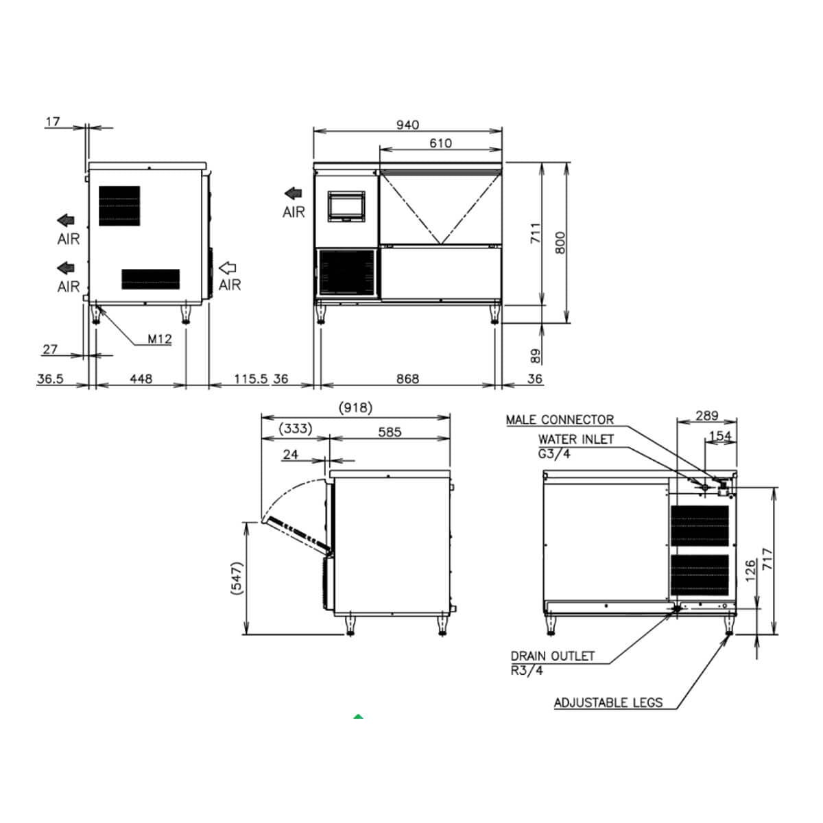 Hoshizaki Nugget Ice Maker - Up to 110kg Per Day - Stainless Steel, CleanCycle6 System - ICEFM-120KE-50-HCN