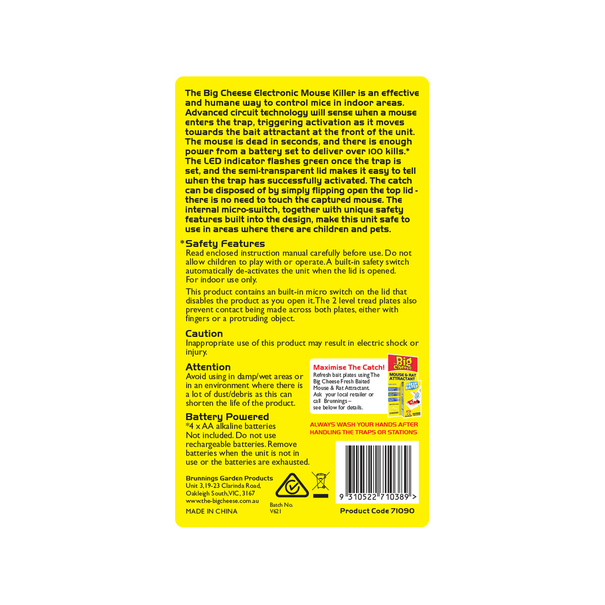The Big Cheese Electronic Mouse Killer - Battery-Powered Indoor Mouse Trap