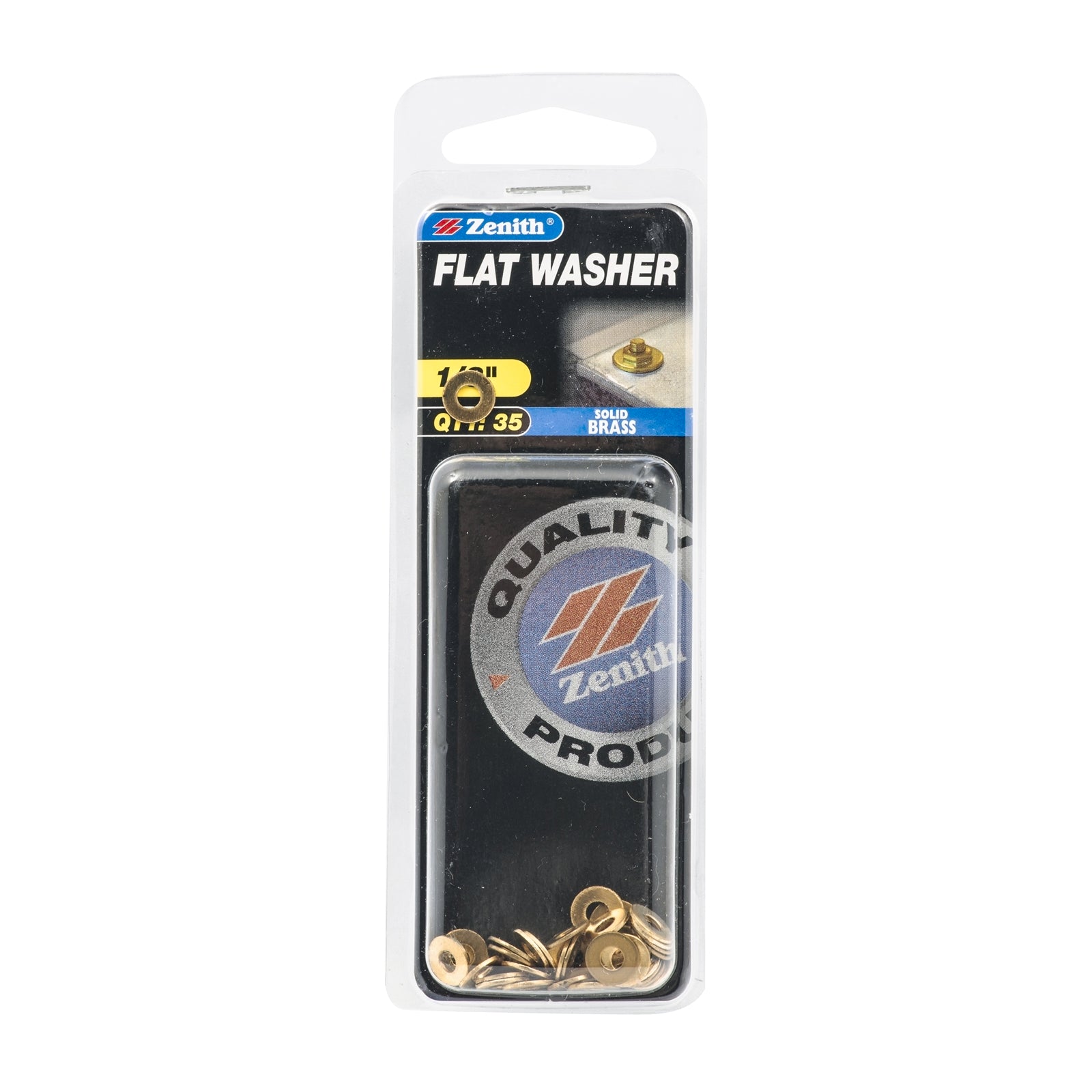 Zenith 1/8" Solid Brass Round Flat Washers - 35 Pack