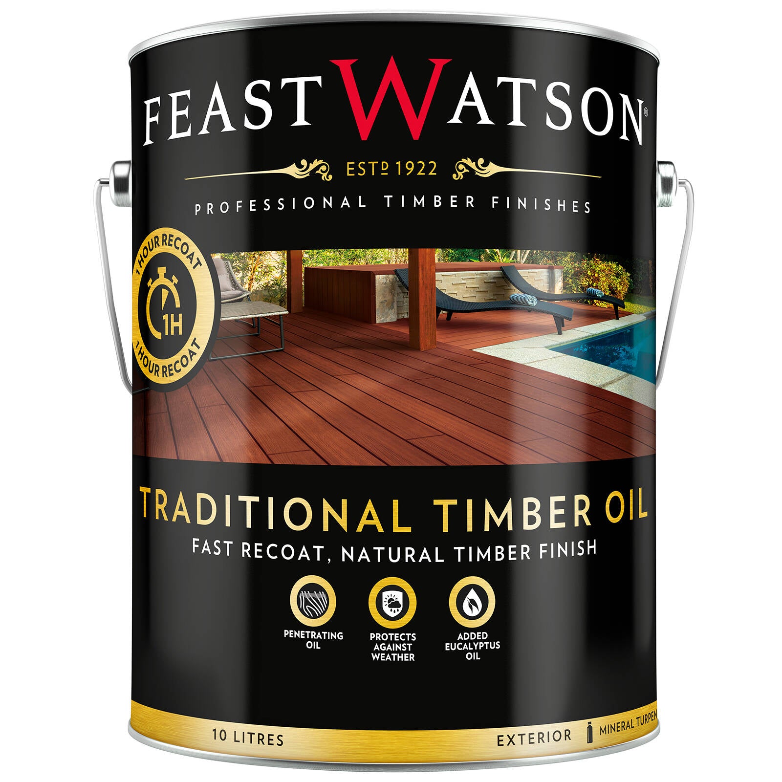 Feast Watson Traditional Timber Oil 10L Natural UV Resistant Waterproof