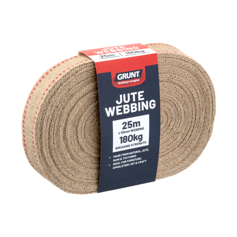 Grunt 50mm x 25m Jute Webbing, Brown, 180kg Break Strength