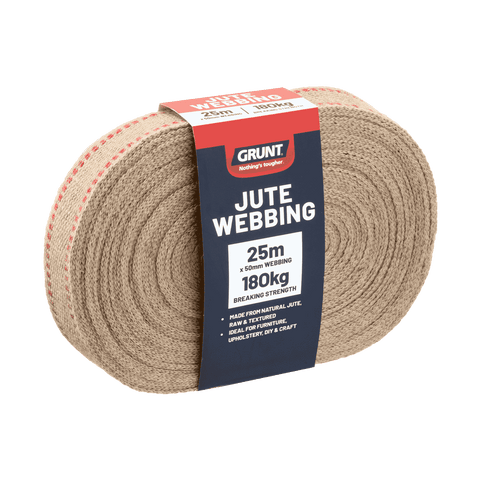 Grunt 50mm x 25m Jute Webbing, Brown, 180kg Break Strength