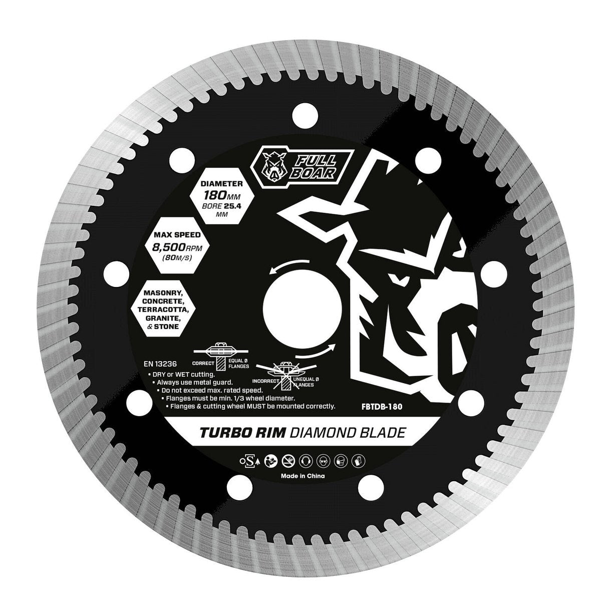 Full Boar 180mm Turbo Rim Diamond Blade