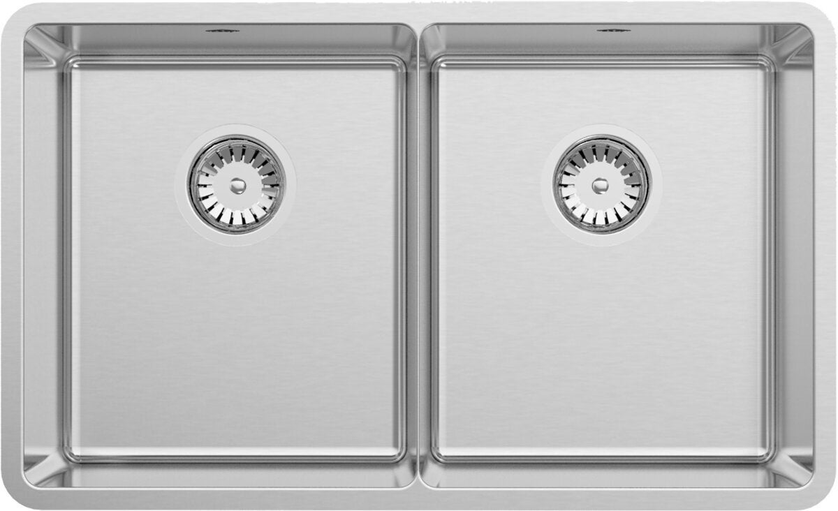 Abey Lucia Double Bowl Sink - SUS304 Stainless Steel - Satin Mirror Finish - 25 Year Warranty - LUA200