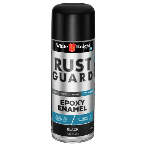 White Knight Rust Guard 310g Black Flat Epoxy Enamel Spray Paint