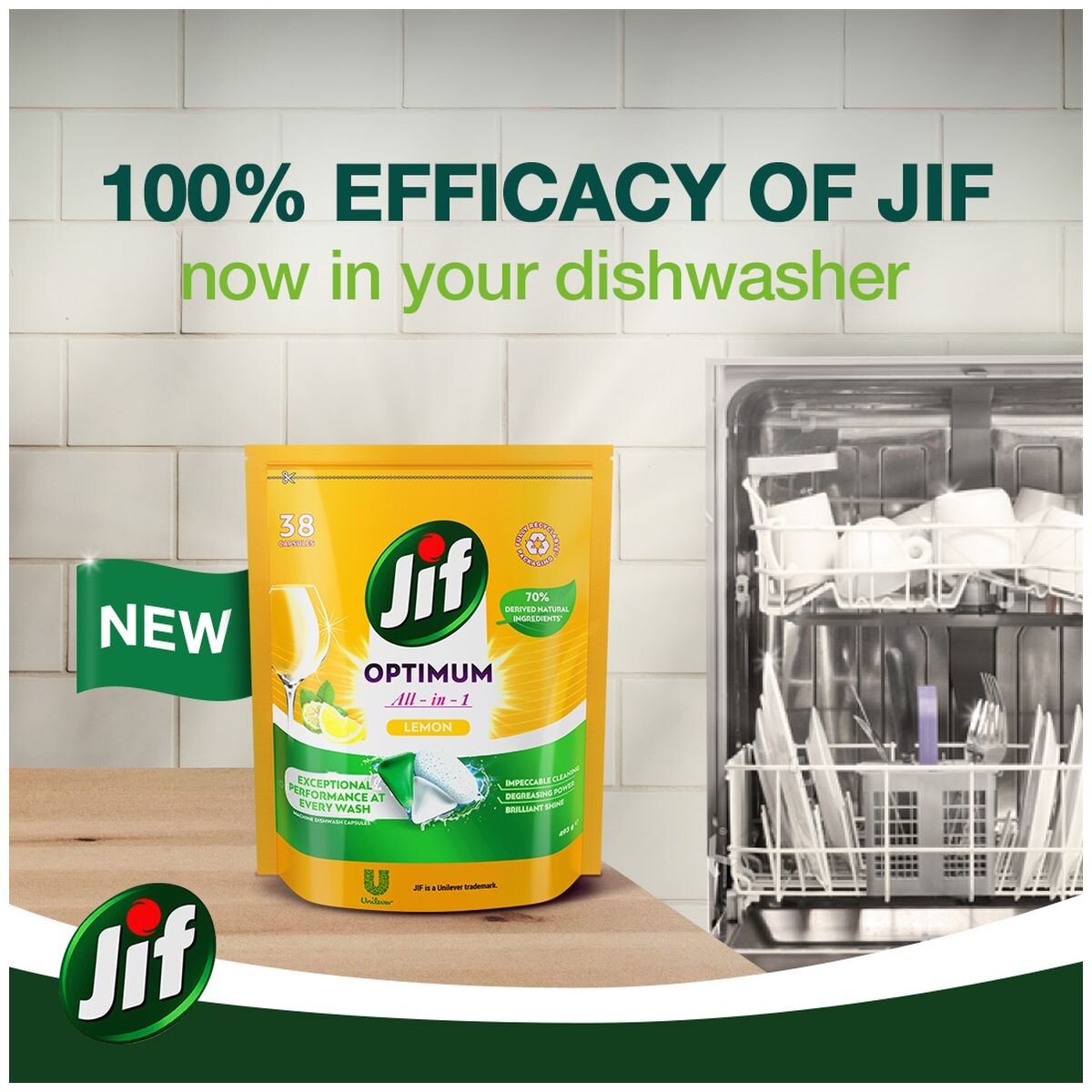 Jif Optimum All in One Dishwasher Capsules - Regular - 38 Pack - 68909314S