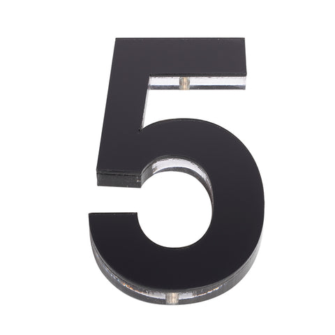 Sandleford 120mm Black Acrylic House Number 5 - Gloss, Weather Resistant