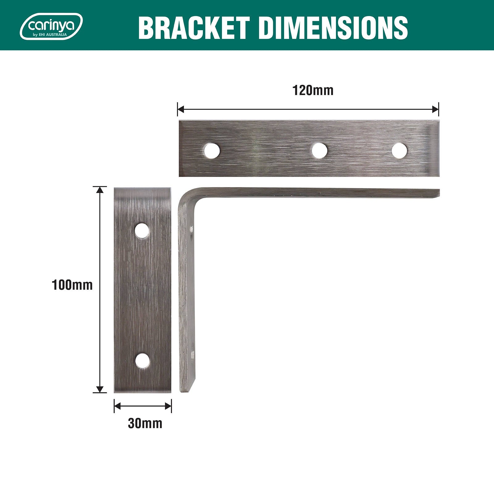 Carinya 125 x 100mm Stainless Steel Heavy Duty Angle Bracket, 200kg, Indoor/Outdoor