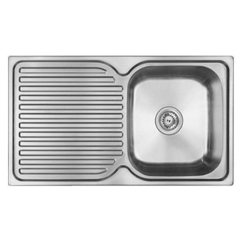 Abey Entry Single Bowl Stainless Steel Sink - SUS304, Left Hand Drainer, Topmount - EN100R