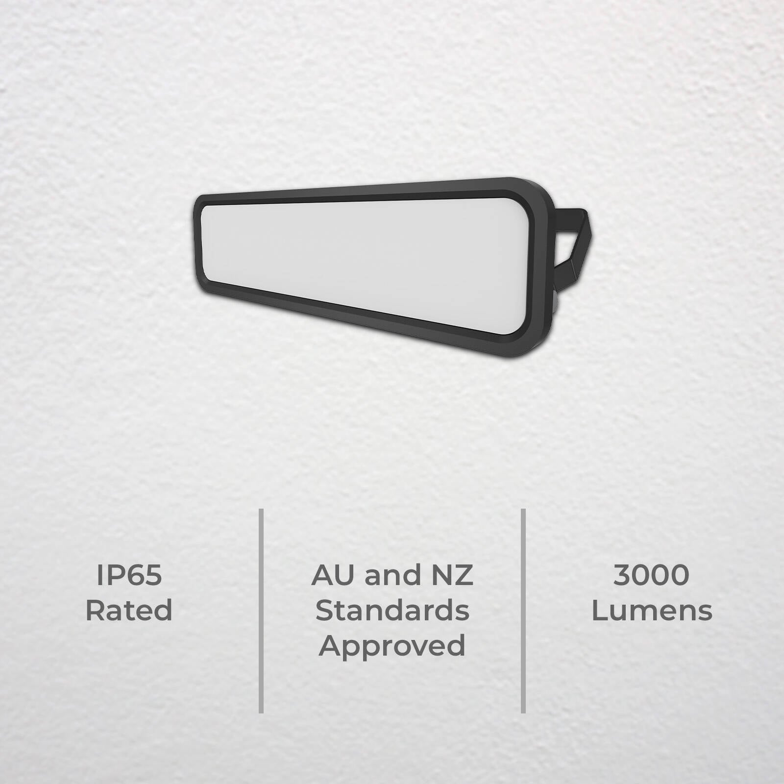 DETA 30W 240V Black LED Slim Profile Security Flood Light, Diecast Aluminium Outdoor DET603B