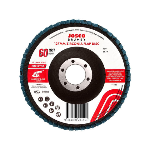 Josco 125mm 60 Grit Abrasive Flap Disc Zirconia Fast Grinding - SuperSaverAU - view 1