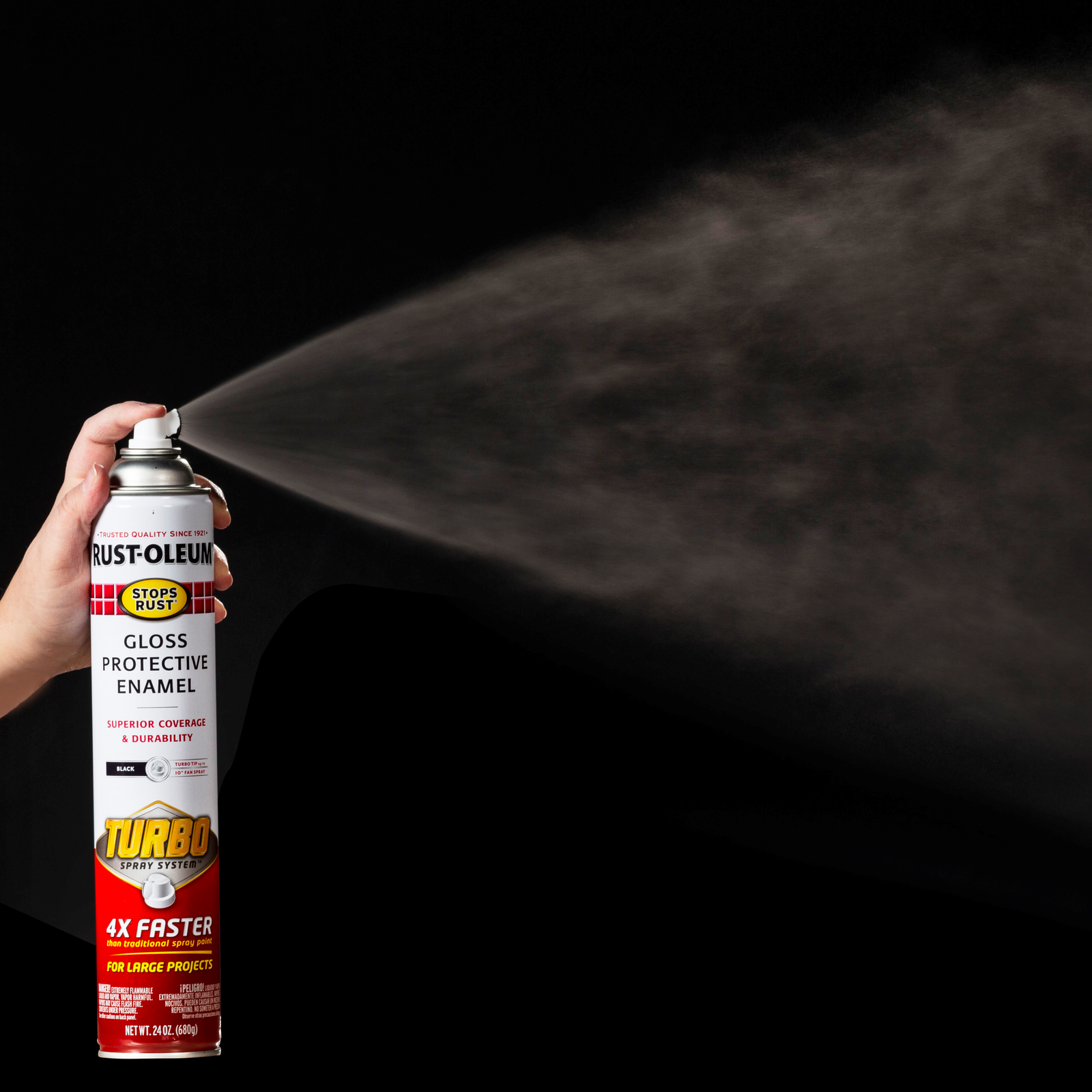 Rust-Oleum 680g Gloss Black Stops Rust Turbo Spray Paint