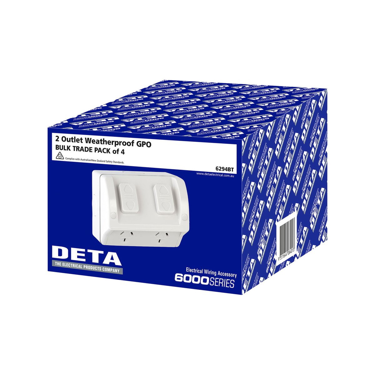 DETA Double Weatherproof Power Point 10A 240V Polycarbonate - 4 Pack 6294BT