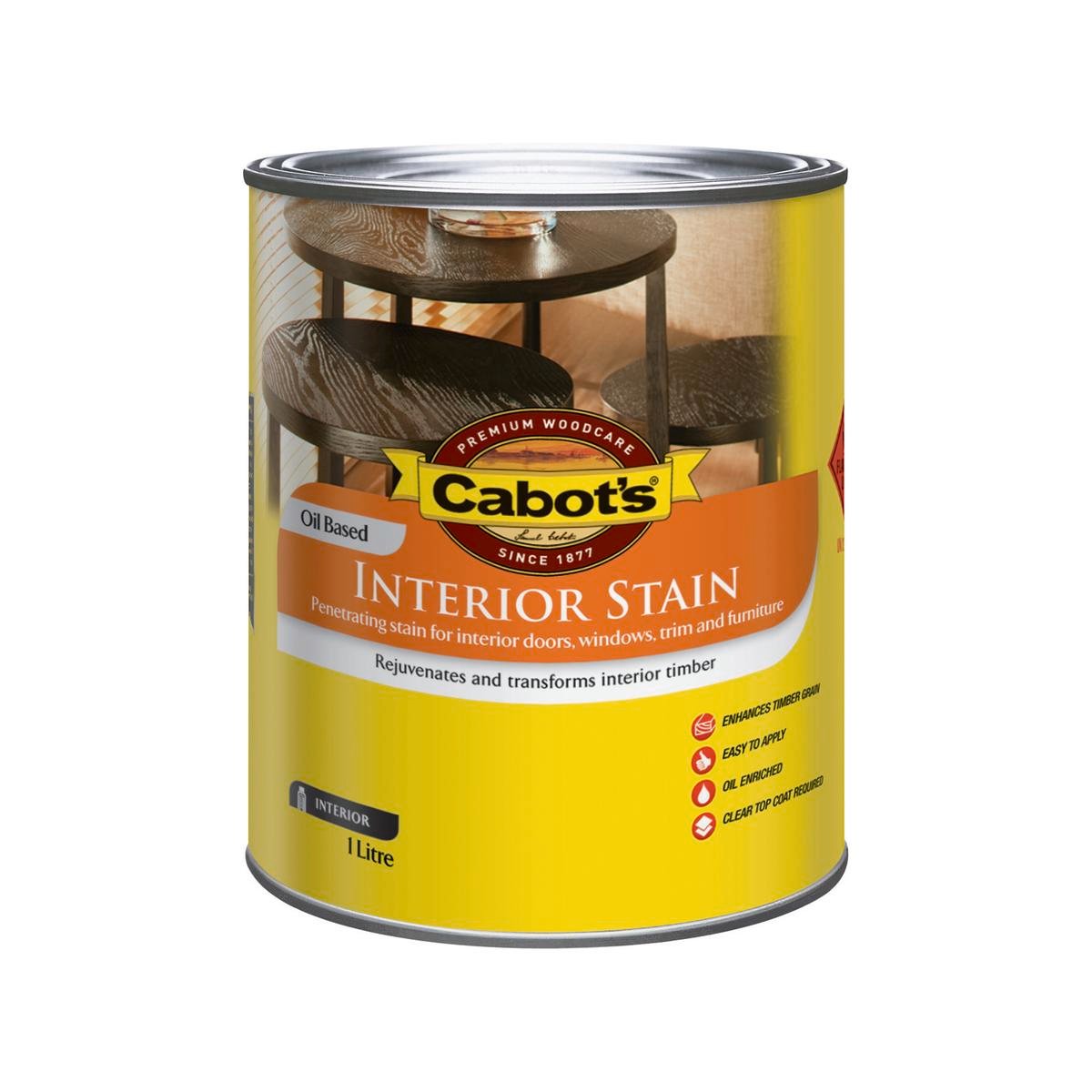 Cabot's 1L Jarrah Oil Based Interior Timber Stain, Splatter & UV Resistant