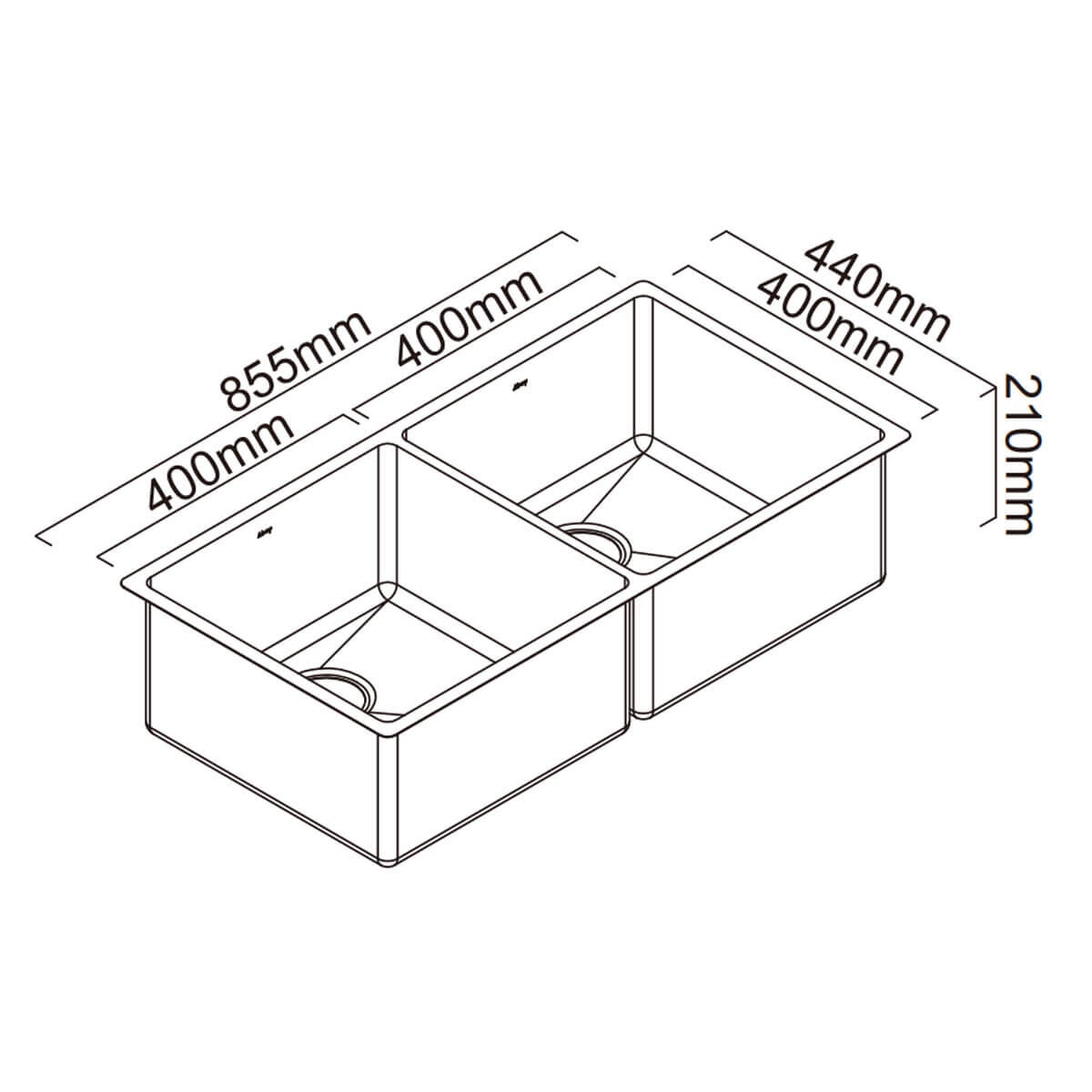 Abey Alfresco Double Bowl Sink - Marine Grade 316 Stainless Steel, Flush Mount or Undermount - FRA400D