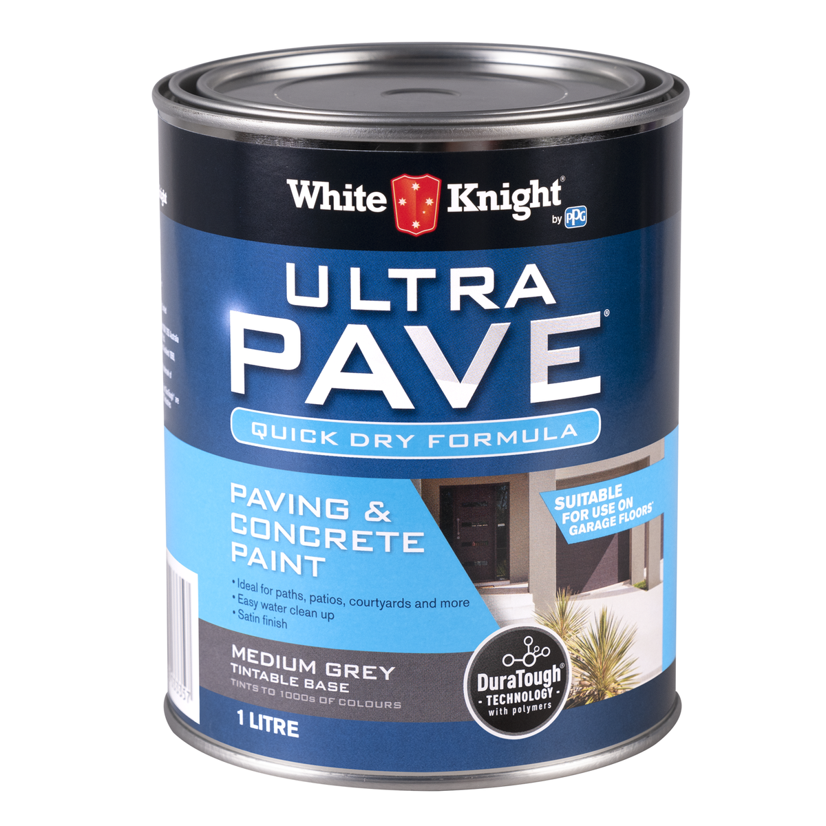 White Knight Ultra Pave Concrete Paint 1L Medium Grey - Quick Dry - DuraTough® - SuperSaverAU - view 1