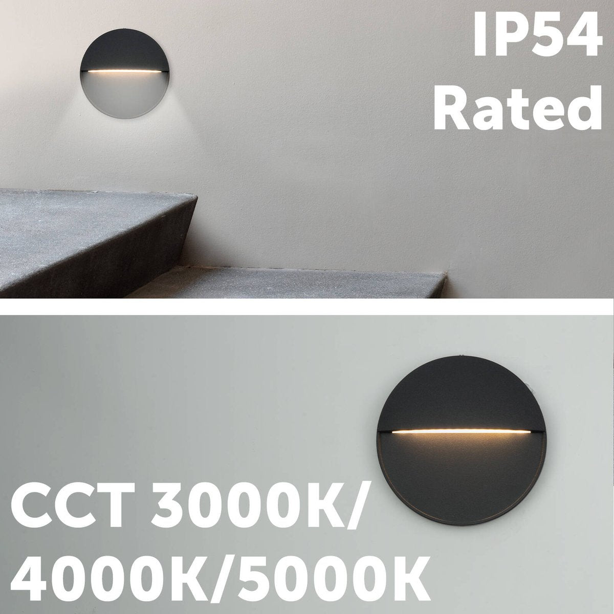 Arlec 3W Black CCT LED Round Exterior Step Light, Aluminium Waterproof Outdoor ABL111RBK