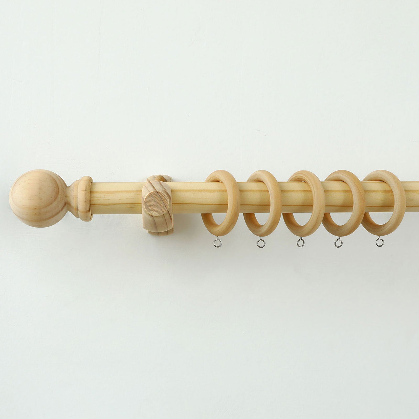 Windoware 35mm Natural Wood Pole Curtain Rings - 5 Pack