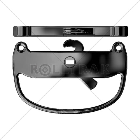 Rolltrak Screen Door Latch with Back Plate - Black Powder Coated Zinc Alloy