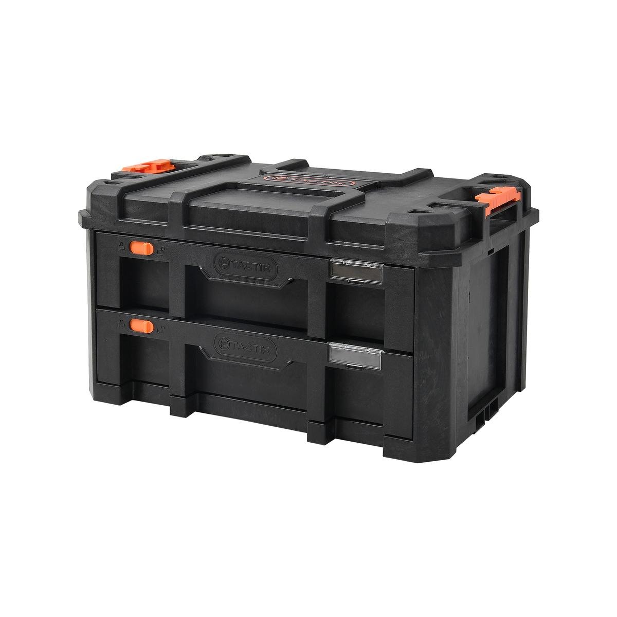 Tactix 2 Drawer Modular Tool Chest - 528mm x 288mm x 349mm - Black - Portable Storage - SuperSaverAU - view 1