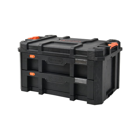 Tactix 2 Drawer Modular Tool Chest, Black, Lockable Ball-Bearing Drawers
