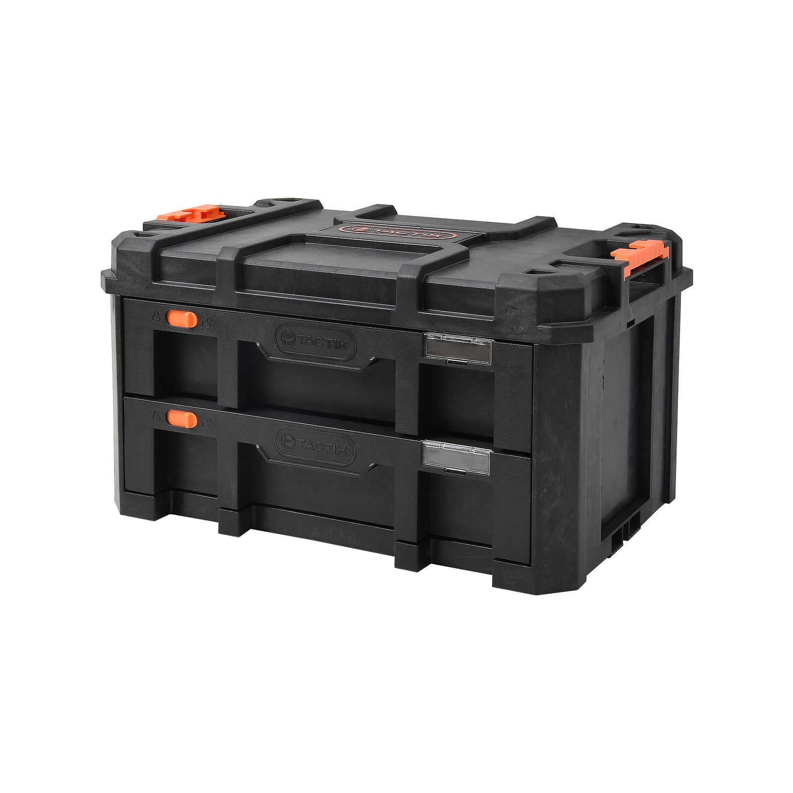 Tactix 2 Drawer Modular Tool Chest, Black, Lockable Ball-Bearing Drawers