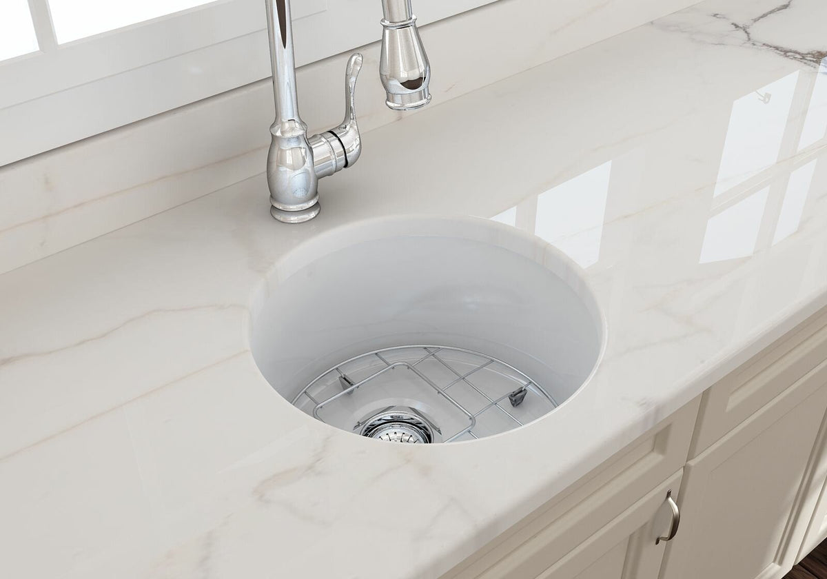 Turner Hastings Cuisine Round 47 Single Bowl Sink - Fine Fireclay, Gloss White, 27L - CUR47FS