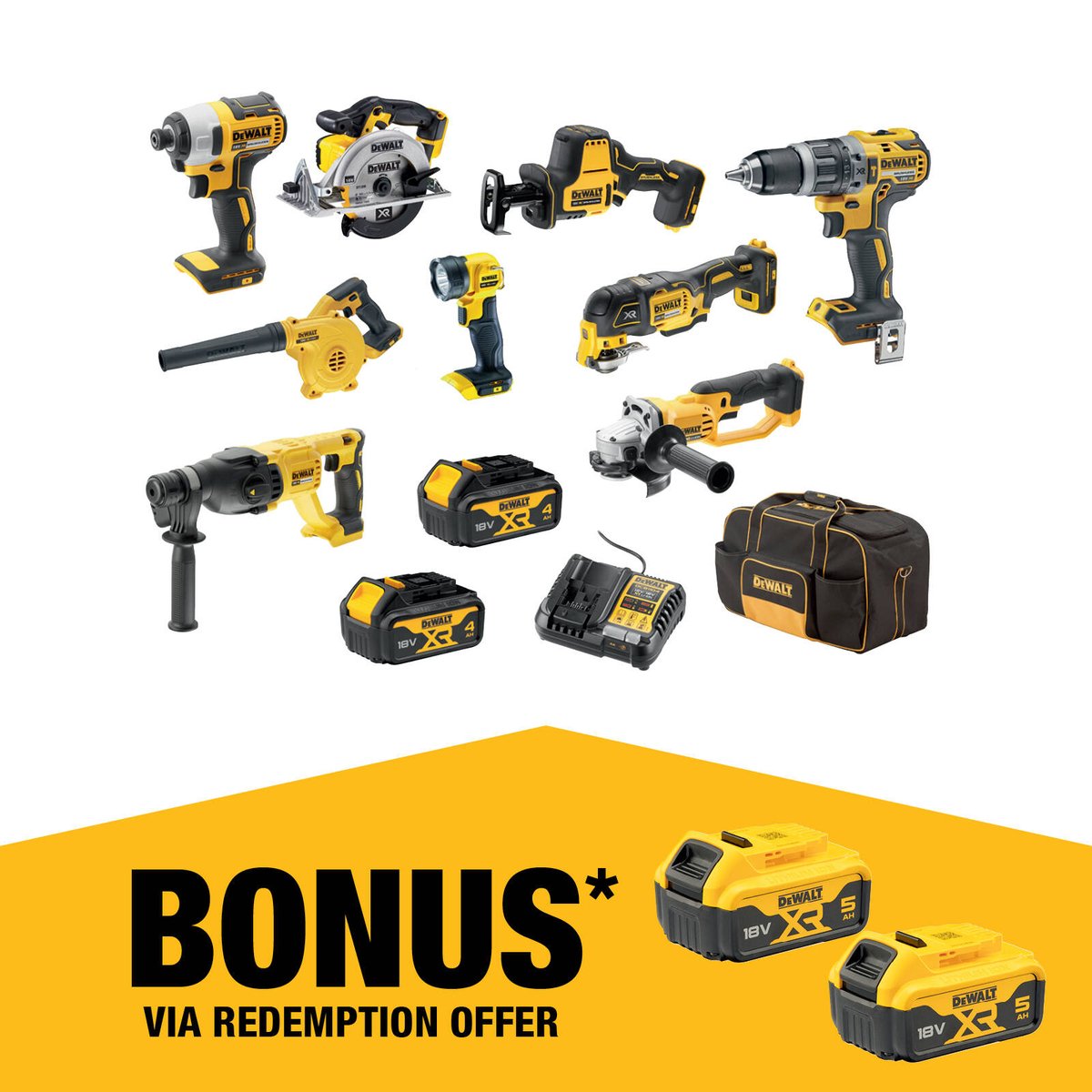 Dewalt 18V XR Hammer Drill & Impact Driver Combo Kit - 9 Piece - 4.0Ah - SuperSaverAU - view 1