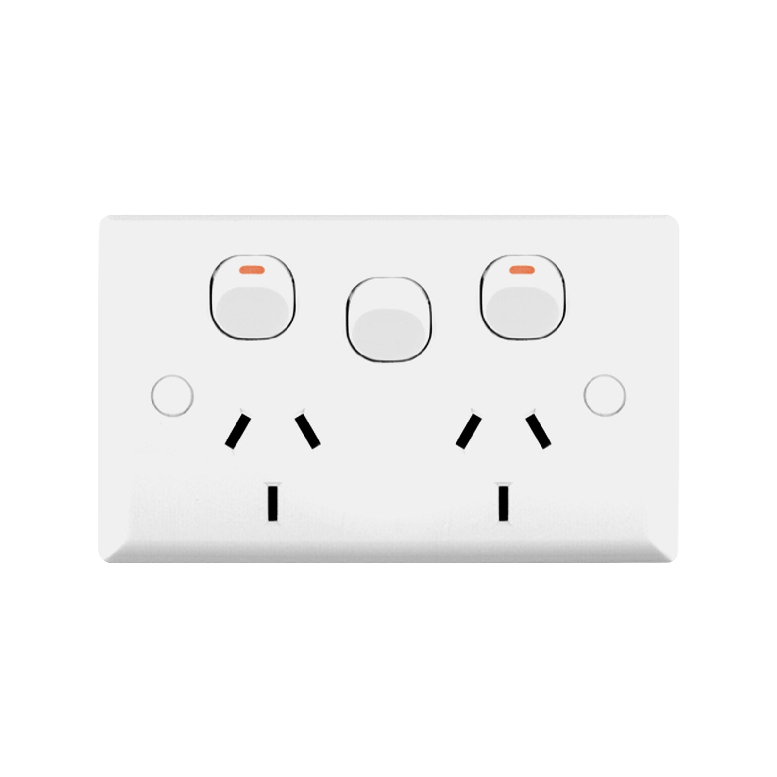 DETA White Solid Plate Double Power Point with Extra Switch 250V 10A