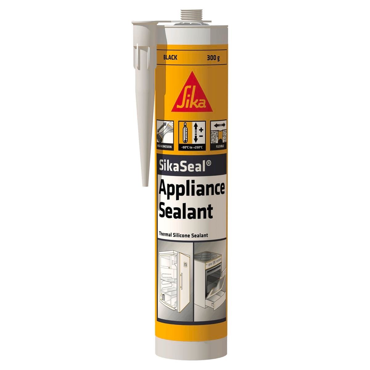 Sika 300g Black Sikaseal Appliance Silicone Sealant, Indoor