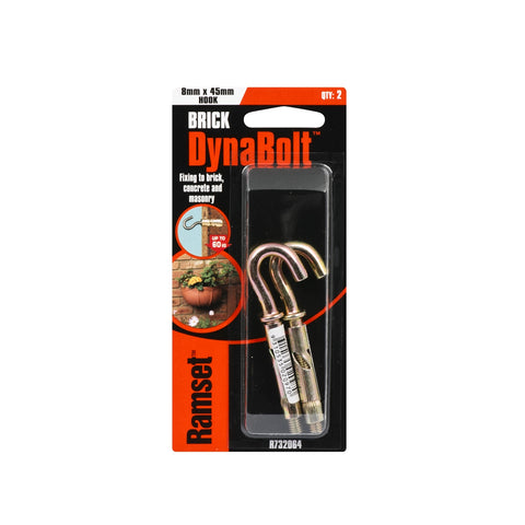 Ramset DynaBolt Plus 8 x 47mm Hook Masonry Sleeve Anchor, 2 Pack