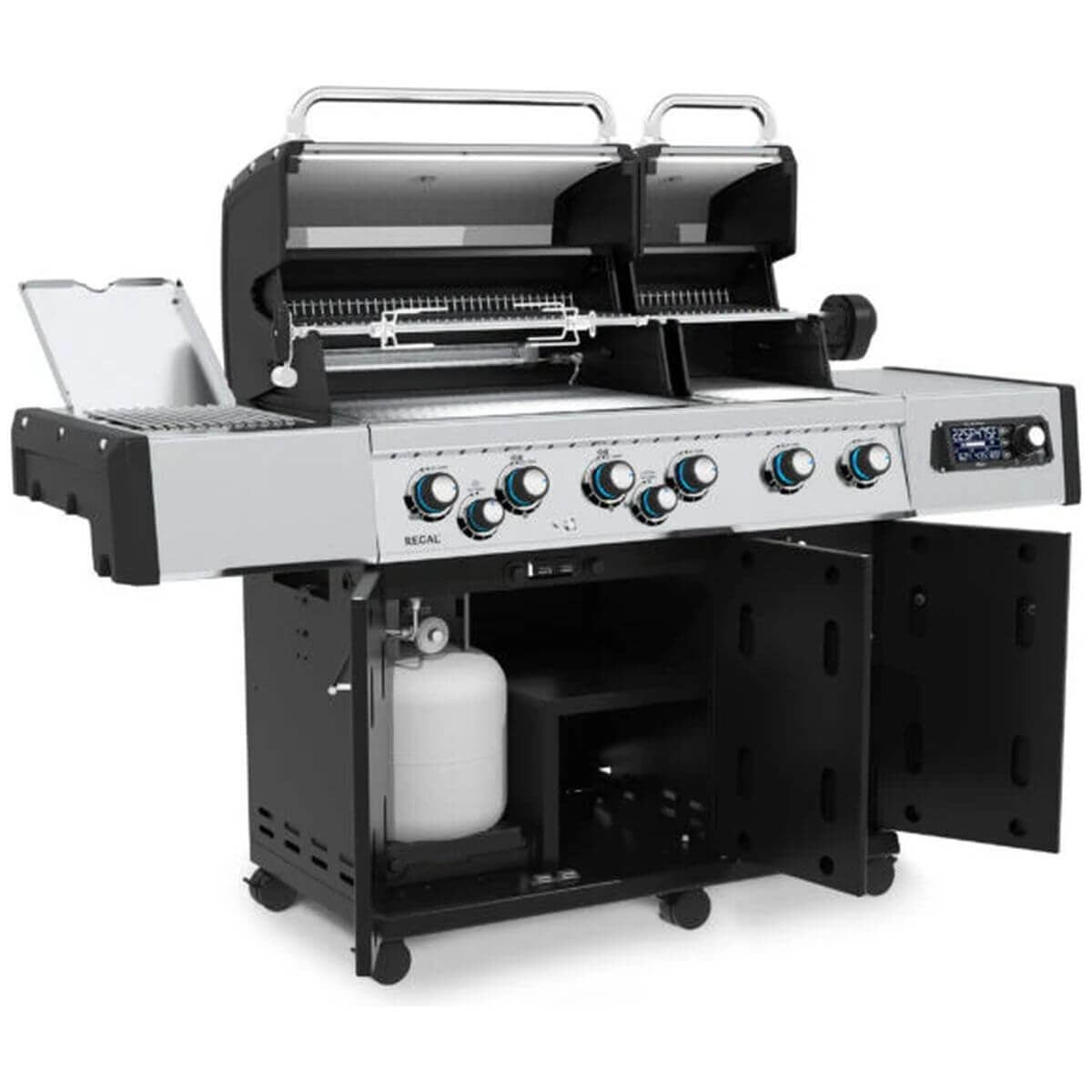 Broil King Regal Q 690 Pro 6 Burner Gas BBQ - Black, Rotisserie Burner, Storage Cabinet - 686243AU