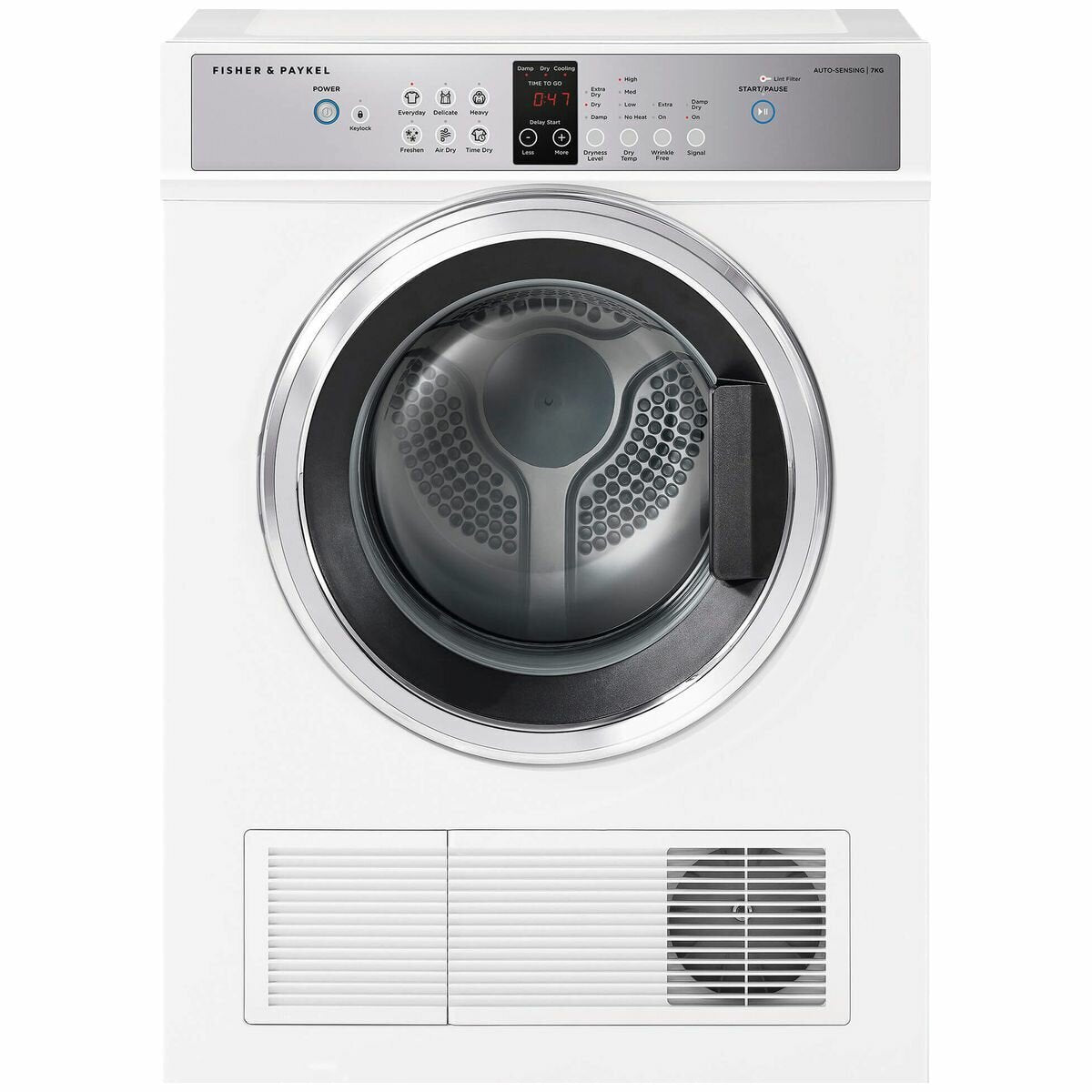Fisher & Paykel 7kg Vented Dryer - Auto-Sensing, Drying Rack Included, Wall Mountable, White - DE7060G2