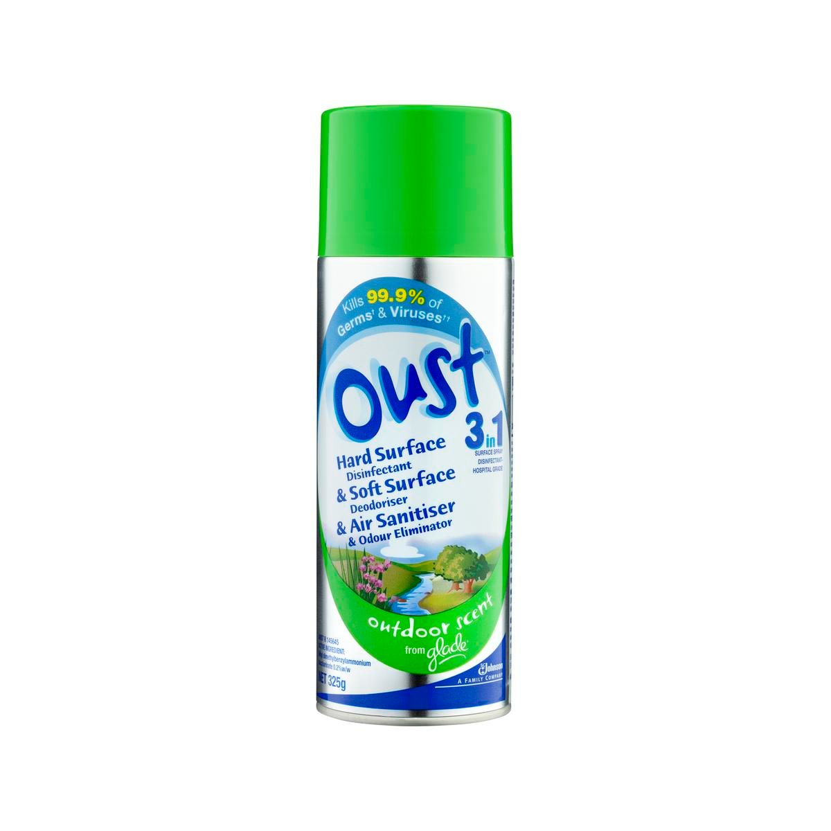 Oust 3in1 Aerosol Air Sanitiser 325g Outdoor Scent
