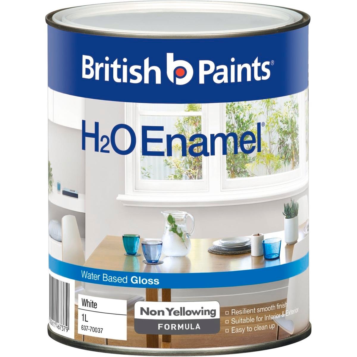British Paints H2O Enamel Paint White 1L Water-Based Durable Finish - SuperSaverAU - view 1