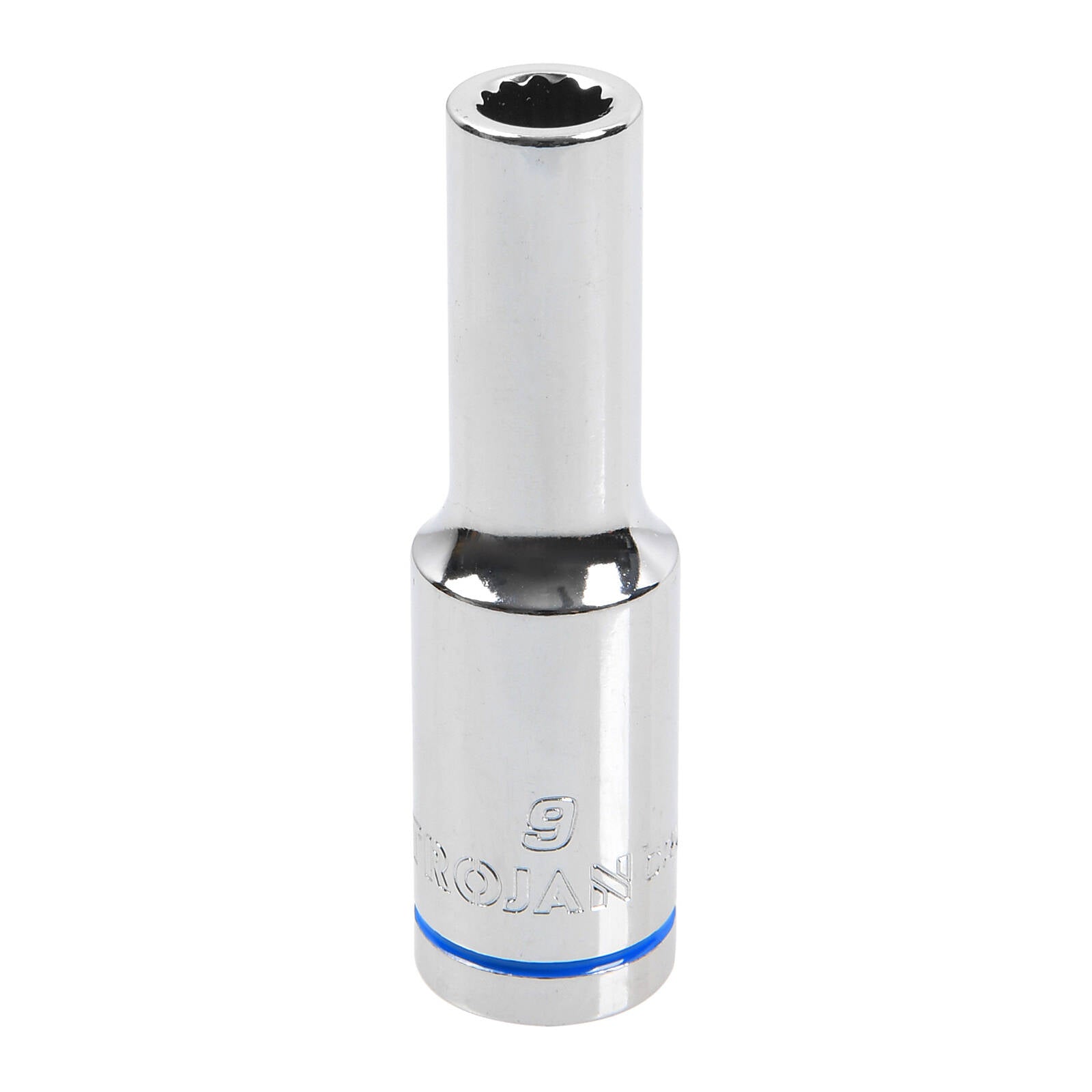 Trojan 9mm Deep Socket 1/2" Drive Chrome Vanadium 12 Point