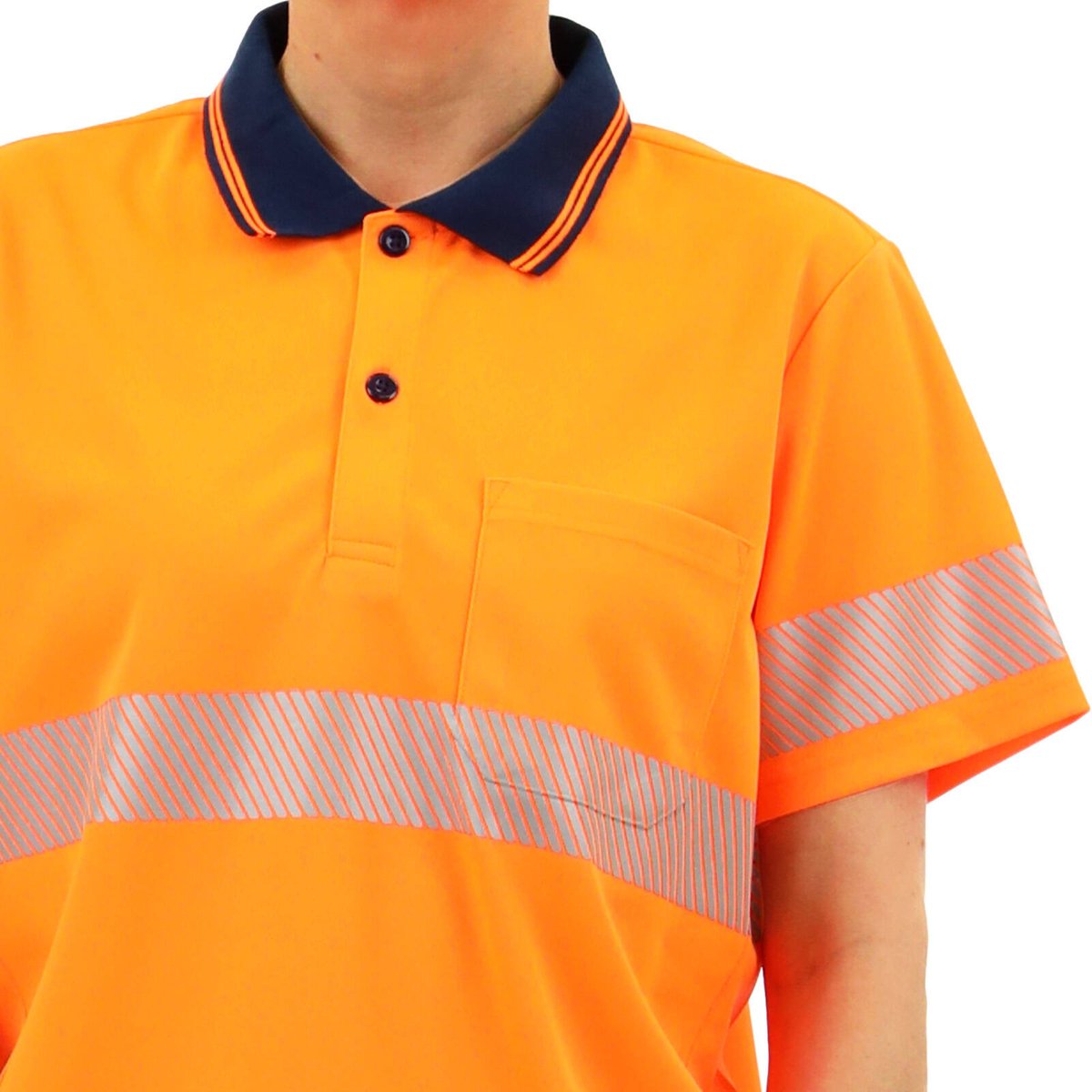 Citeco Women's Orange Hi Vis Short Sleeve Polo Reflective - Size 14