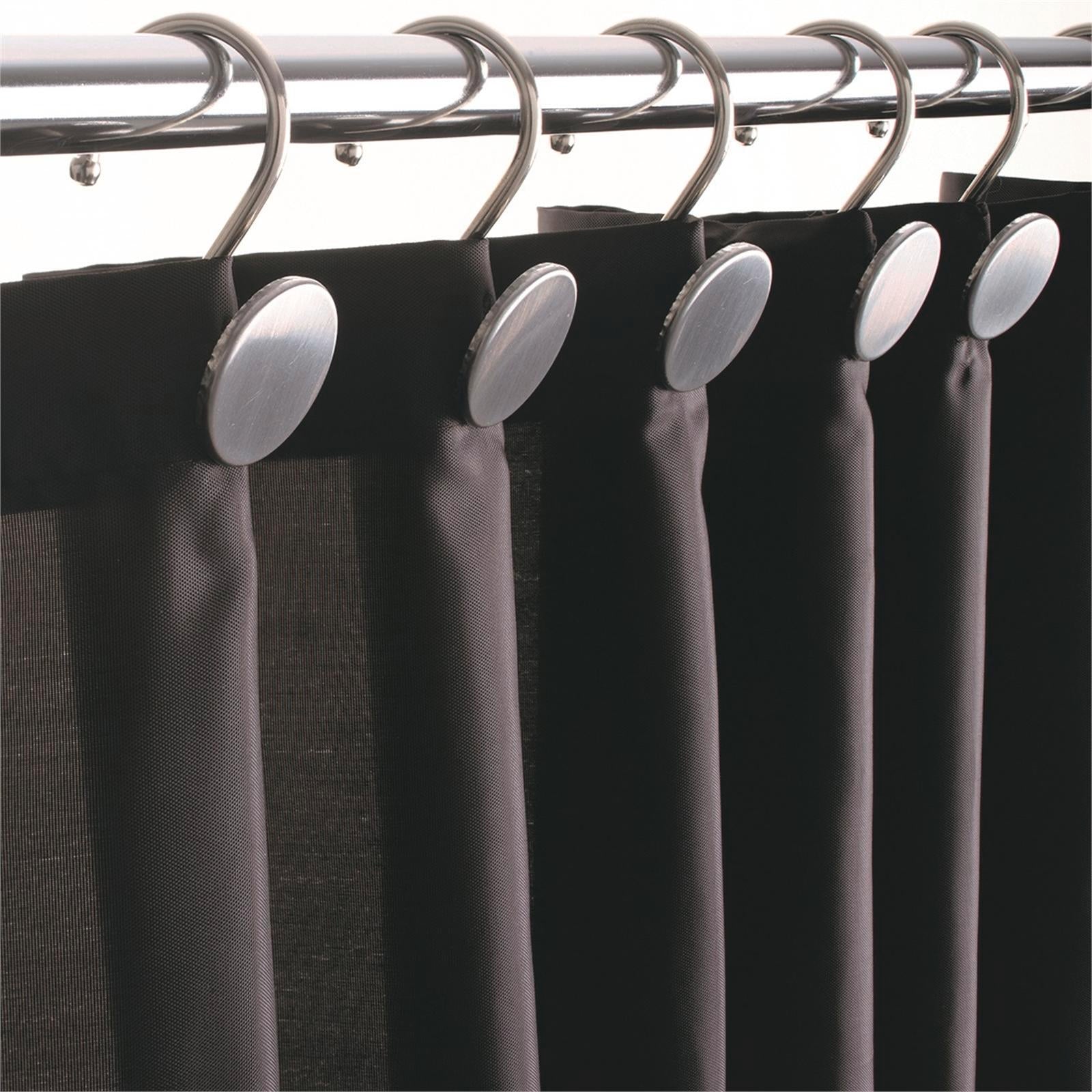 Barelli 180 x 180cm Midnight Slate Polyester Shower Curtain, Plain, 12 Rings