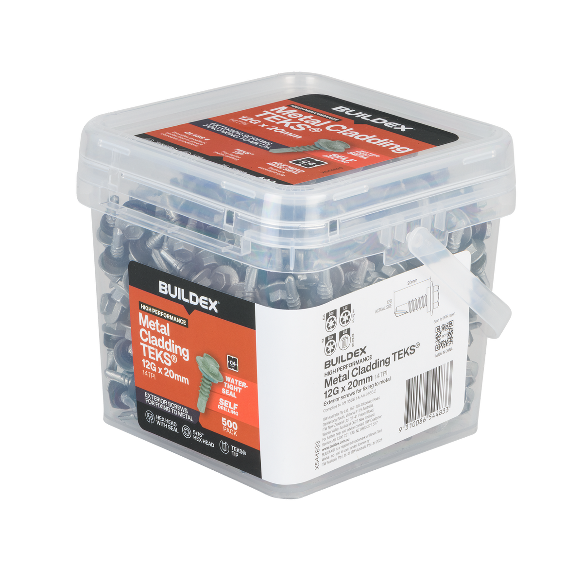 Buildex 12g x 20mm Cladding Fencing Teks Screws - 500 Pack - Self-Drilling - Corrosion Resistant - SuperSaverAU - view 2