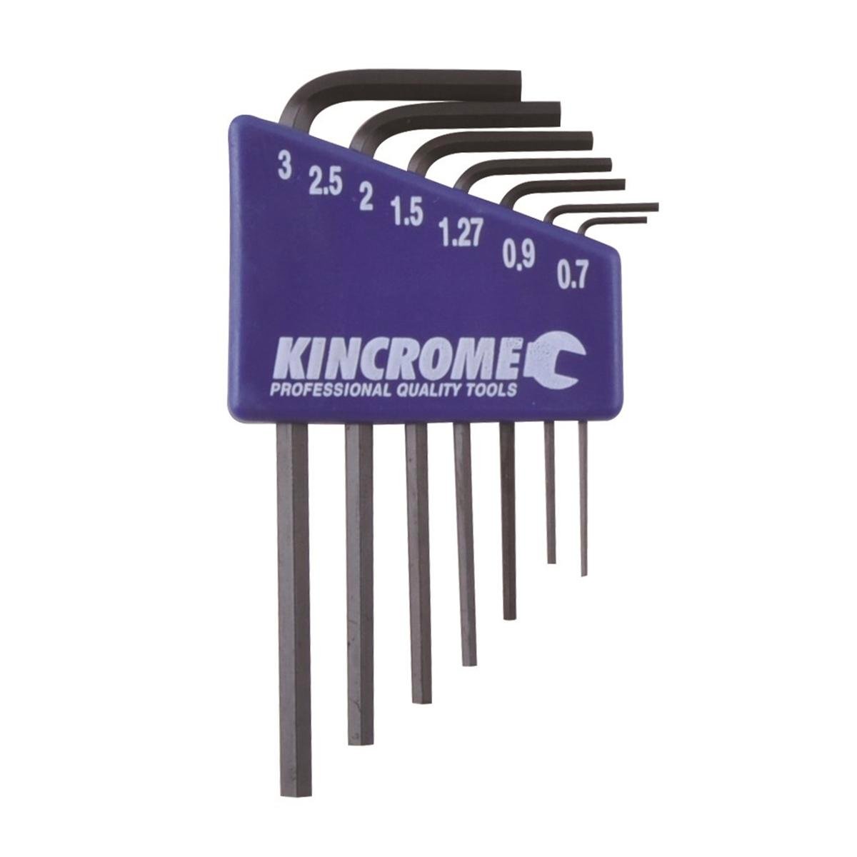 Kincrome 7 Piece Metric Mini Hex Key Wrench Set, Chrome Vanadium Steel, with Case