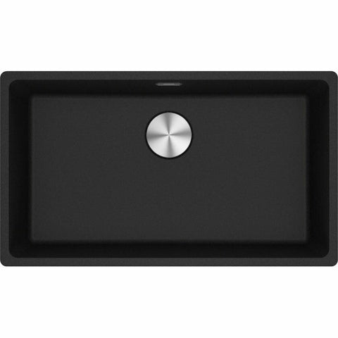 Franke Maris Single Bowl Flush Mount Sink with Extension Drainer - Matte Black Fragranite - MRG210-72ON-FPC