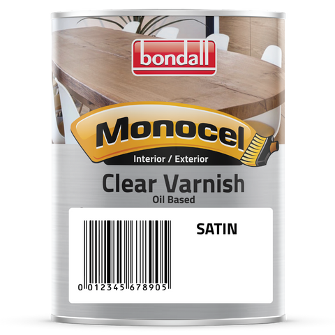 Bondall Monocel 250ml Clear Satin Polyurethane Timber Varnish, UV Resistant