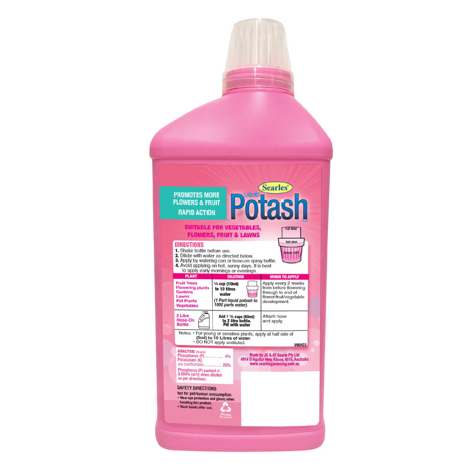 Searles 1L Liquid Potash Fertiliser Supplement, High Potassium, Water Soluble