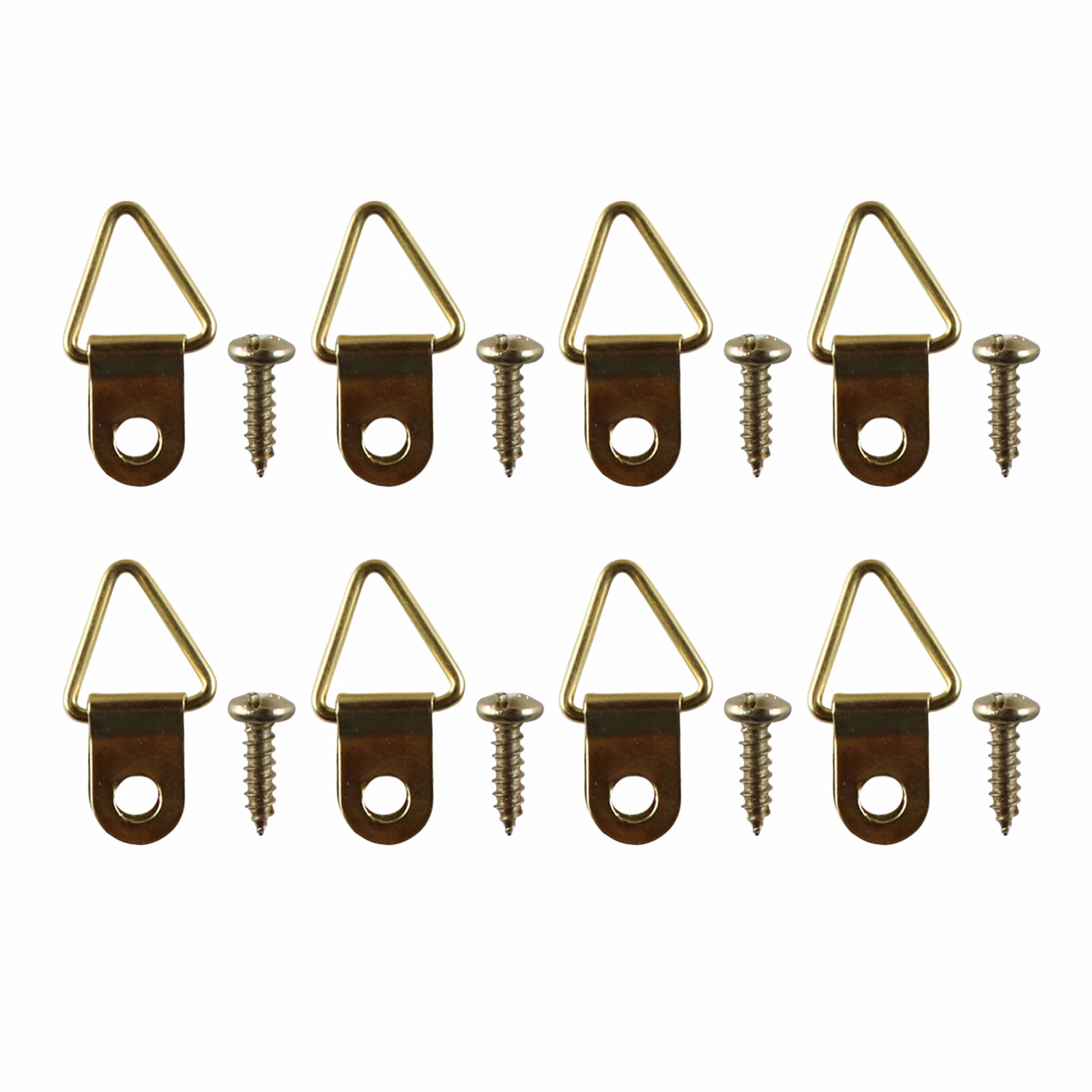 Everhang 21 x 12mm Brass Plated Picture Hanging Triangle D-Ring 8 Pack 6kg