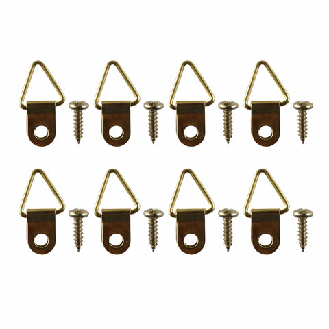 Everhang 21 x 12mm Brass Plated Picture Hanging Triangle D-Ring 8 Pack 6kg