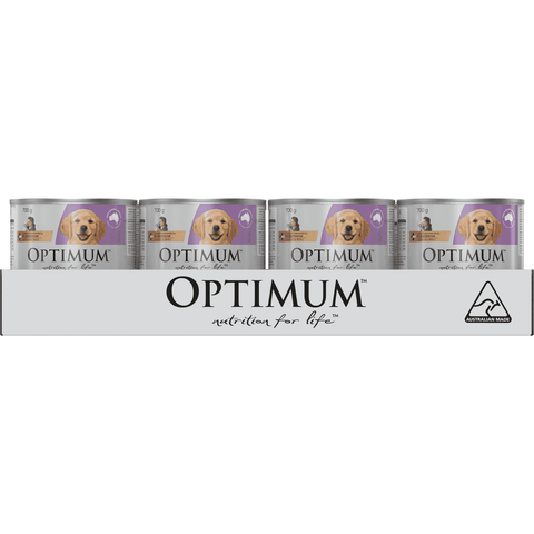 Optimum Puppy Chicken & Rice Wet Dog Food 700g, 12 Cans, Australian Made