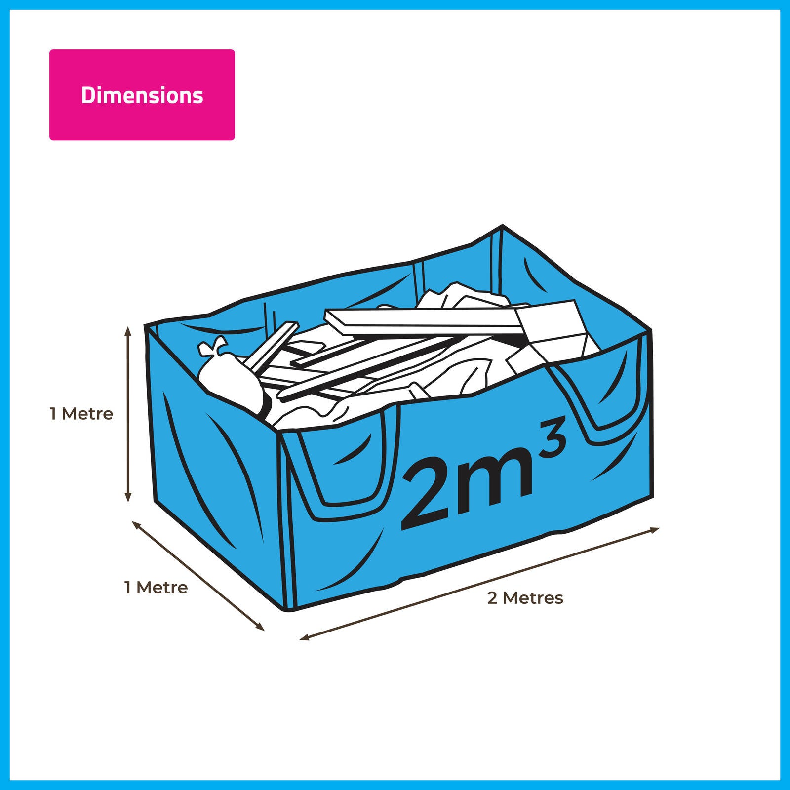 Aussie Skip Bags The Flyer 2m3 Woven PPE Disposable Skip Bag 400kg Max Load