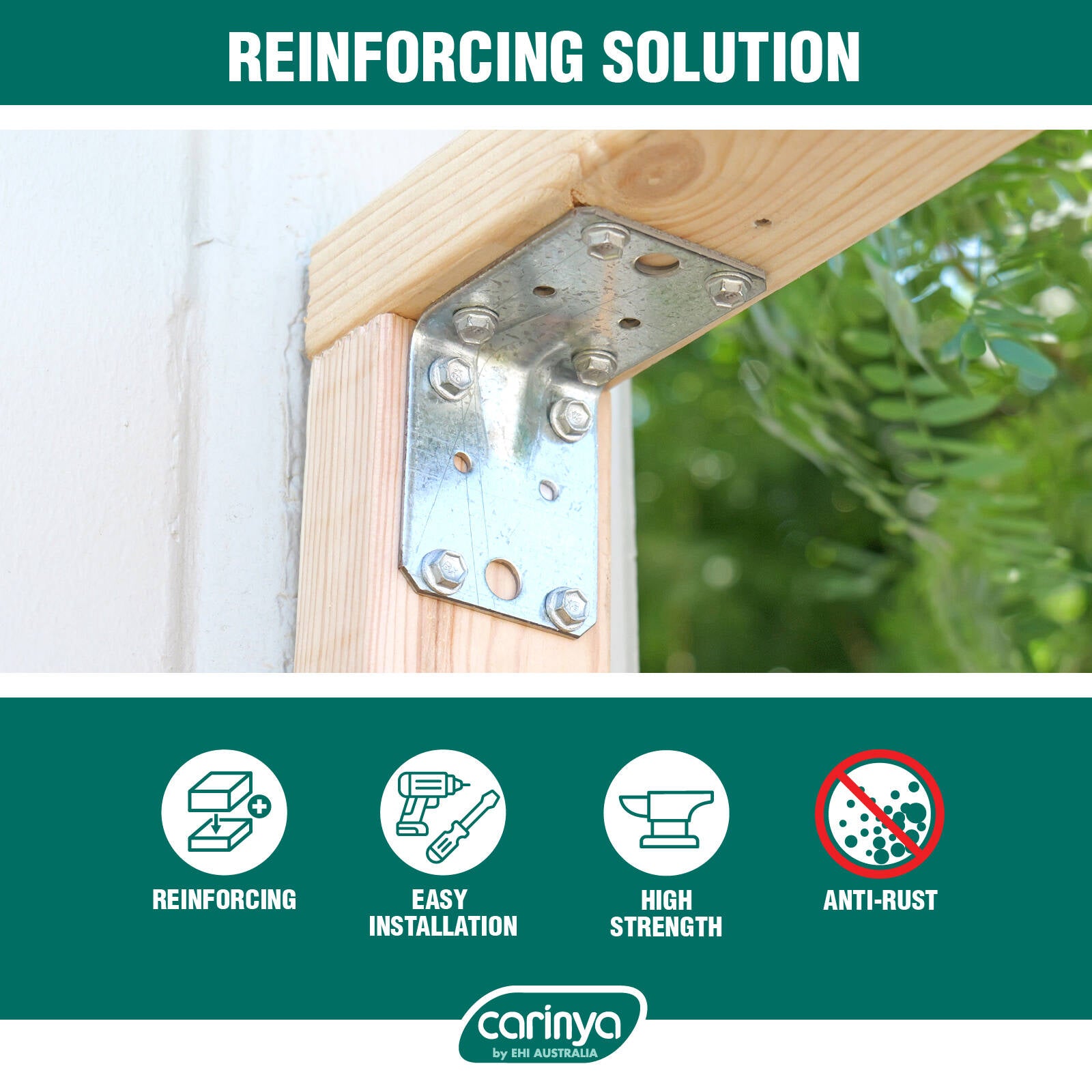 Carinya 190 x 75 x 50 x 6mm Galvanised Steel Reinforcing Angle Bracket