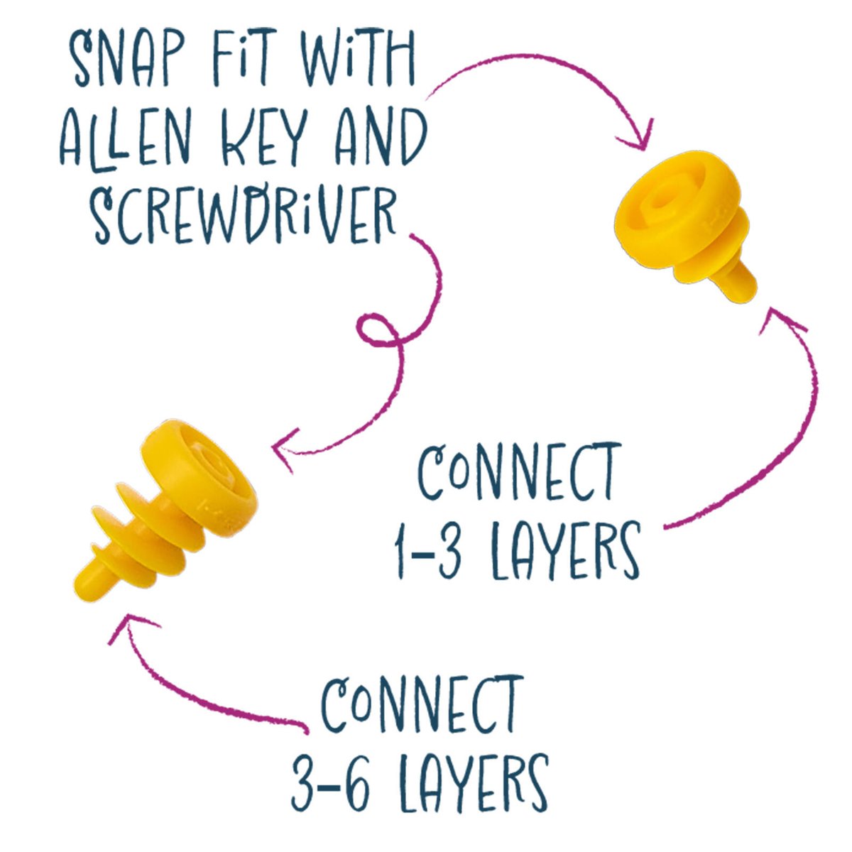 I-Create Big Screws for 3-6 Cardboard Layers, 25 Piece Yellow